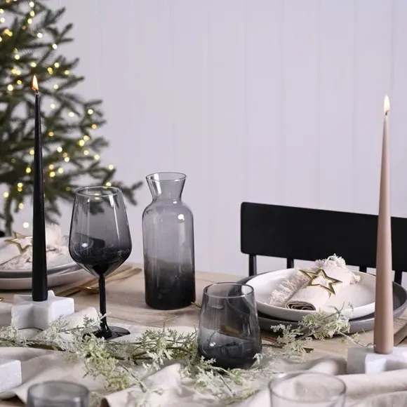 Set of 2 Ombre Wine Glasses - Grey, Smoked Glass
