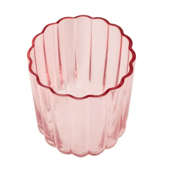 Set of 2 Scalloped Glass Tumblers - Pink