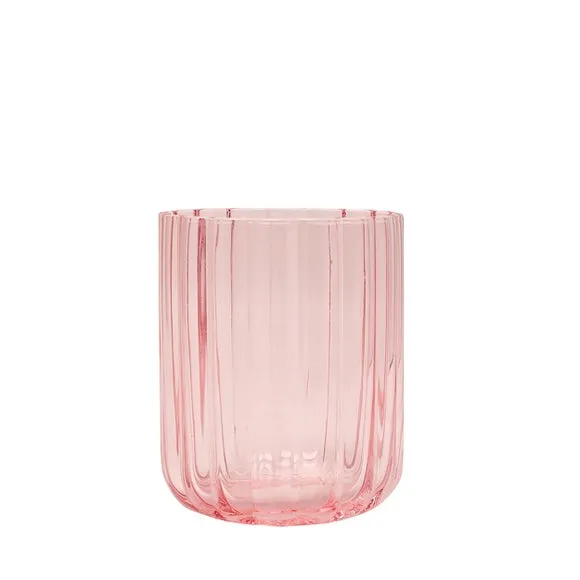 Set of 2 Scalloped Glass Tumblers - Pink