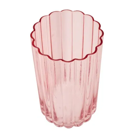 Set of 2 Scalloped Glass Tumblers - Pink