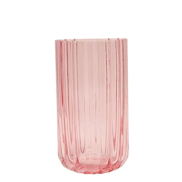 Set of 2 Scalloped Glass Tumblers - Pink