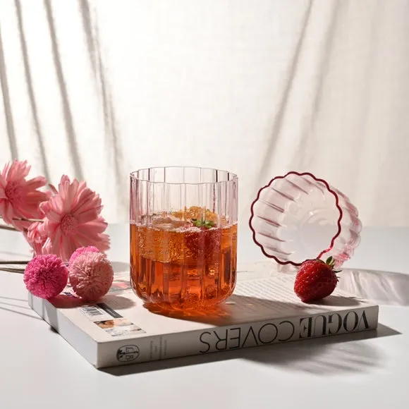 Set of 2 Scalloped Glass Tumblers - Pink image