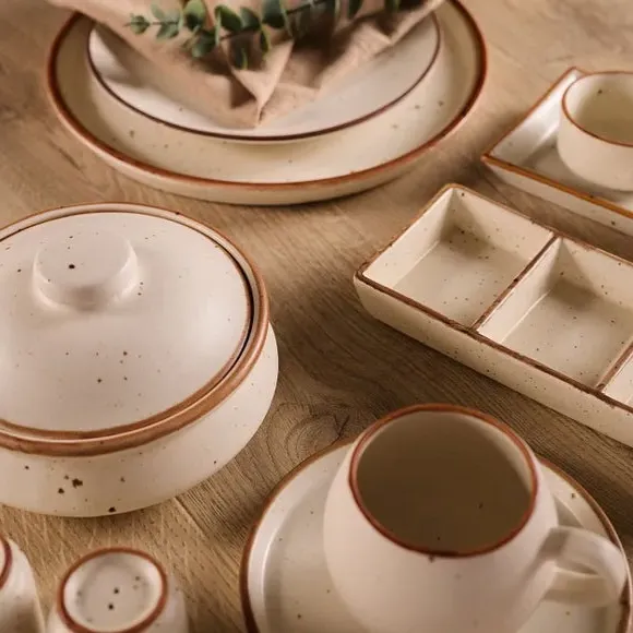 Set of 2 Serving Trays - White, Stoneware