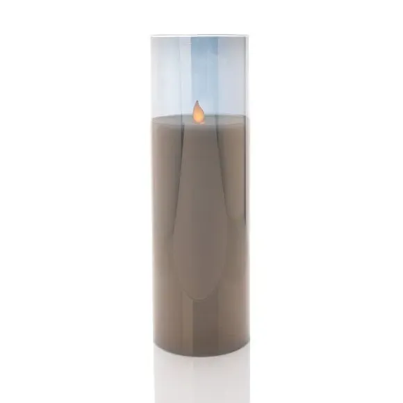 Set of 3 LED Candles - Grey, Glass