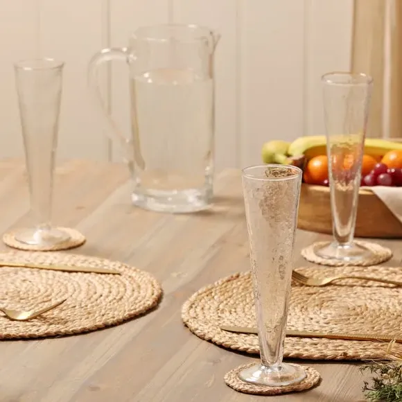 Set of 4 Champagne Flutes - Clear, Glass