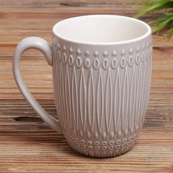 Set of 4 Coffee Mugs - Grey, Stoneware