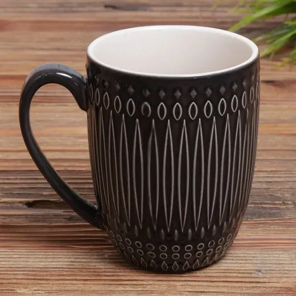 Set of 4 Coffee Mugs - Grey, Stoneware