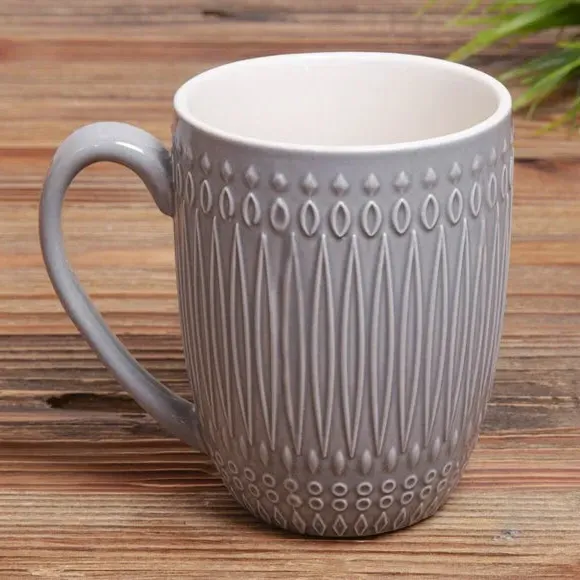 Set of 4 Coffee Mugs - Grey, Stoneware