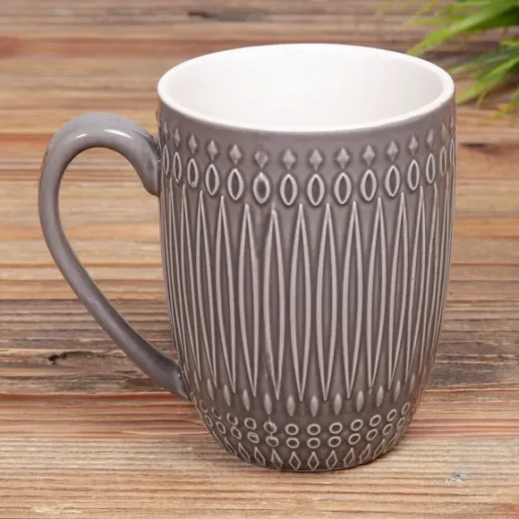 Set of 4 Coffee Mugs - Grey, Stoneware