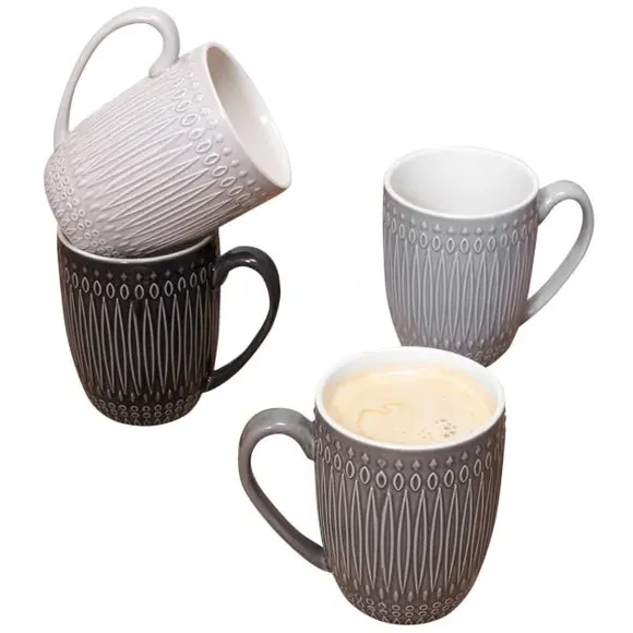 Set of 4 Coffee Mugs - Grey, Stoneware image