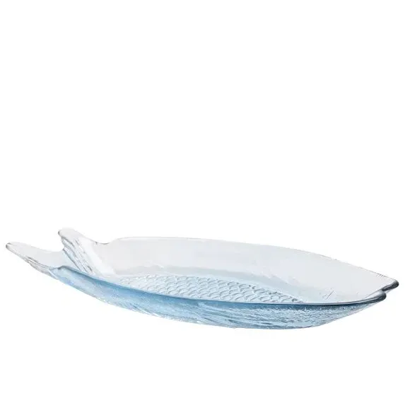 Set of 4 Fish Plates - Blue, Glass