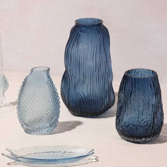 Set of 4 Fish Plates - Blue, Glass image