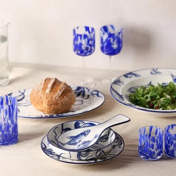 Set of 4 Fish Tapas Plates - White, Porcelain