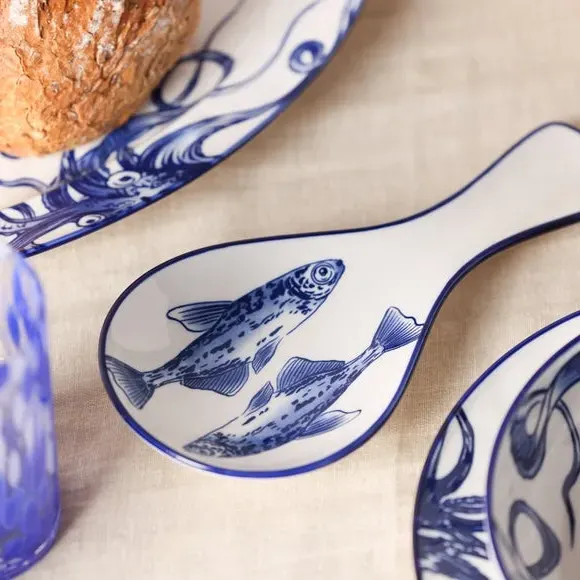 Set of 4 Fish Tapas Plates - White, Porcelain image