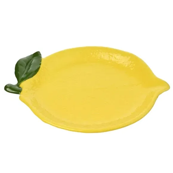 Set of 4 Lemon Plates - Yellow, Ceramic