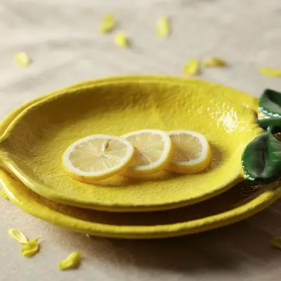 Set of 4 Lemon Plates - Yellow, Ceramic image