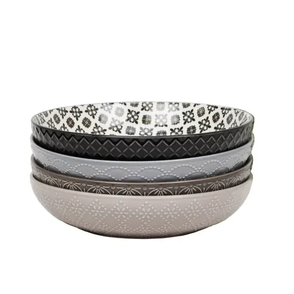 Set of 4 Pasta Bowls - Multicolor, Ceramic
