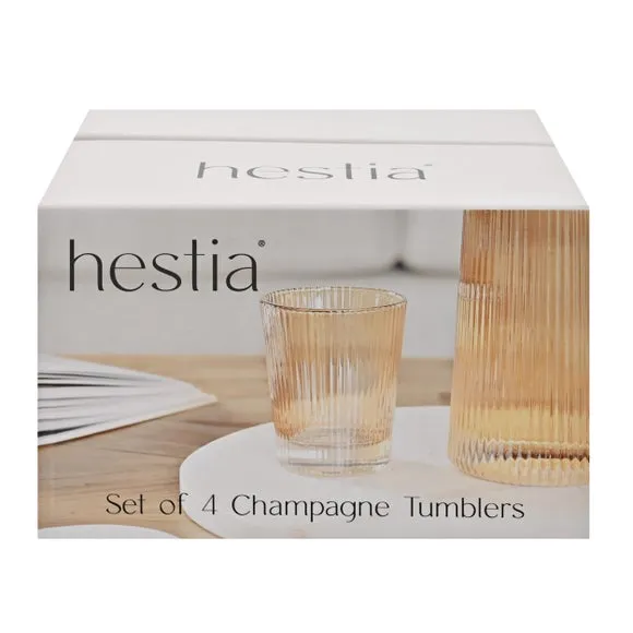 Set of 4 Ribbed Glasses - Champagne