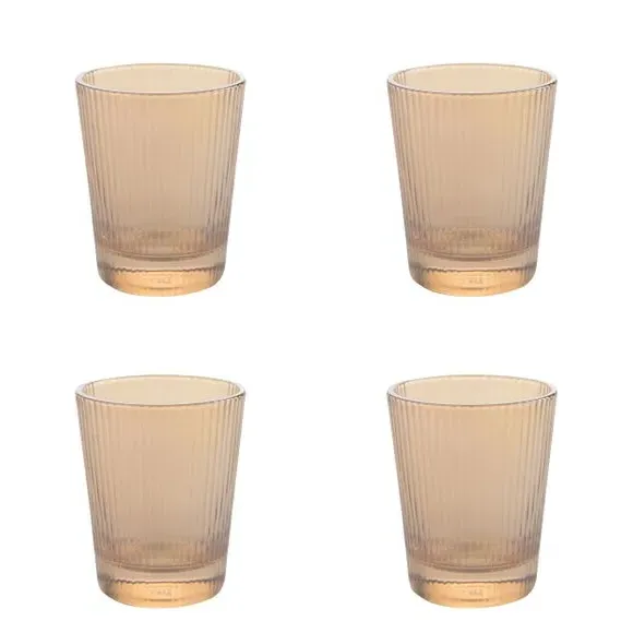 Set of 4 Ribbed Glasses - Champagne image