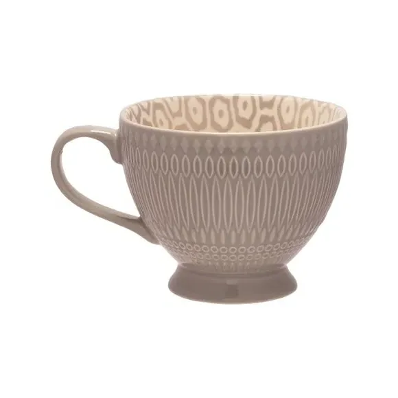Set of 4 Tea Cups with Prints - Multicolor, Ceramic