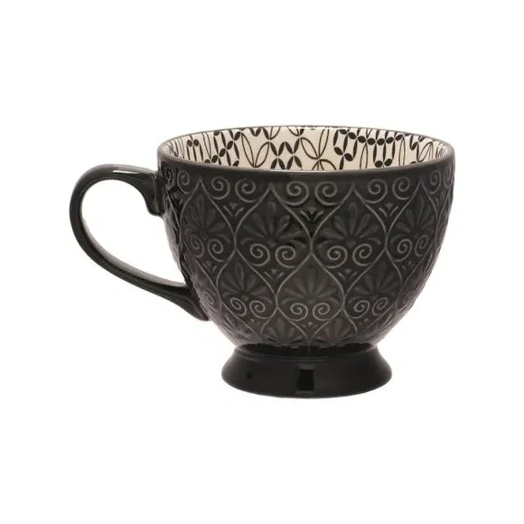 Set of 4 Tea Cups with Prints - Multicolor, Ceramic