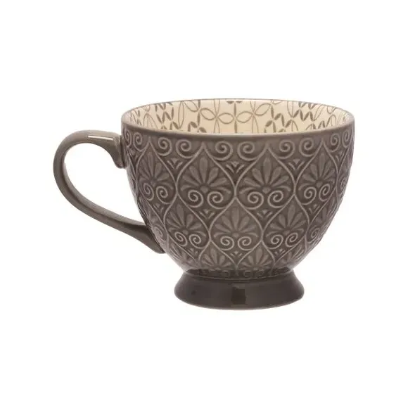 Set of 4 Tea Cups with Prints - Multicolor, Ceramic