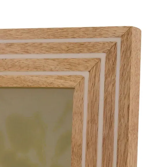 Striped Photo Frame with Stand - Brown, Wood