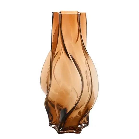 Swirl Glass Vase - Amber, Glass