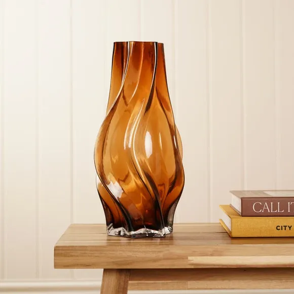 Swirl Glass Vase - Amber, Glass image