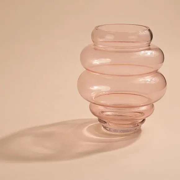 Tapered Glass Vase Handmade - Pink image