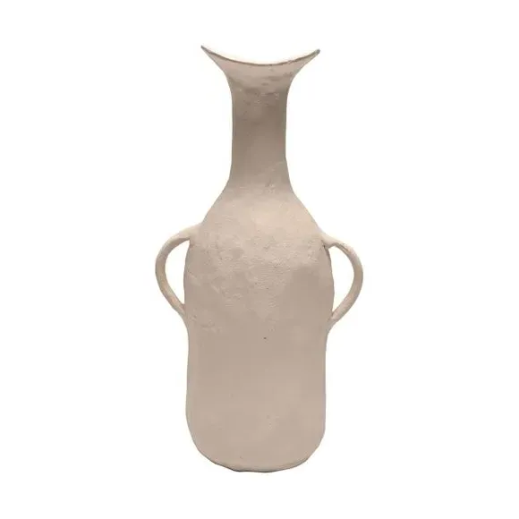 Tapered Vase with Handles - White, Aluminium