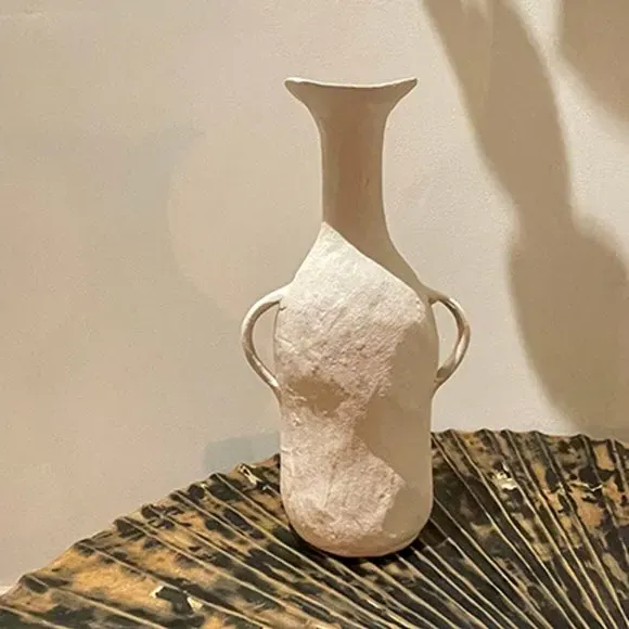 Tapered Vase with Handles - White, Aluminium image