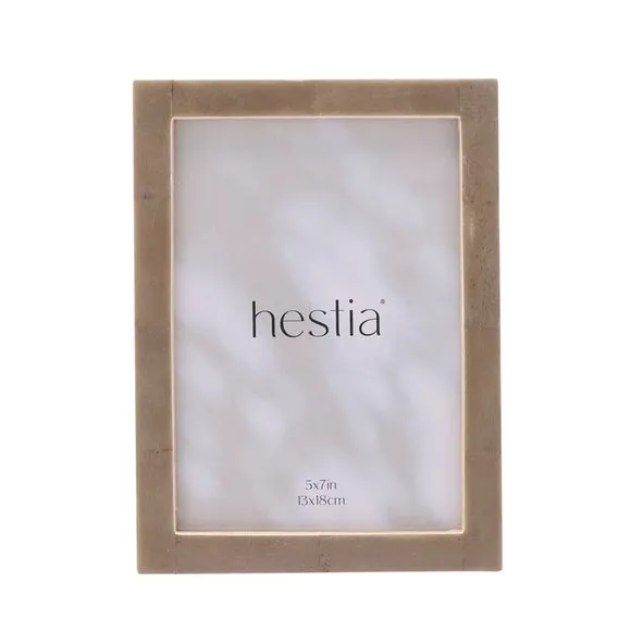 Thin Photo Frame with Stand - Grey, Bone Effect