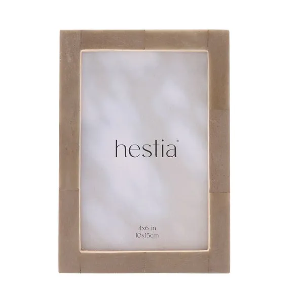 Thin Photo Frame with Stand - Grey, Bone Effect