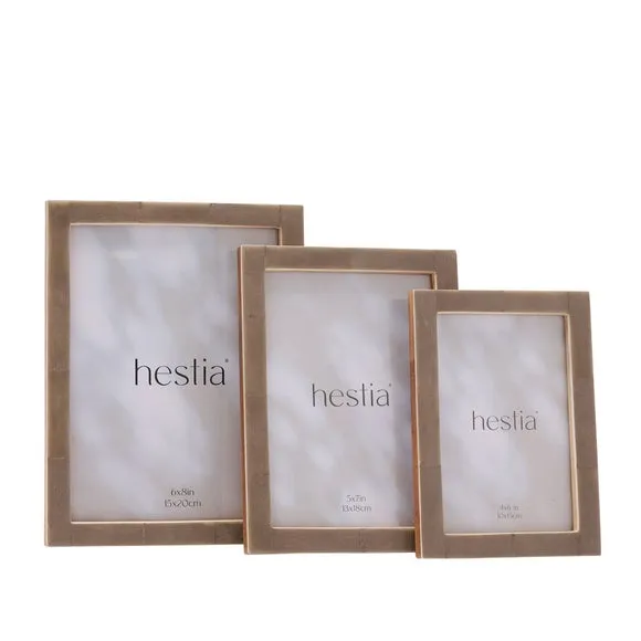 Thin Photo Frame with Stand - Grey, Bone Effect
