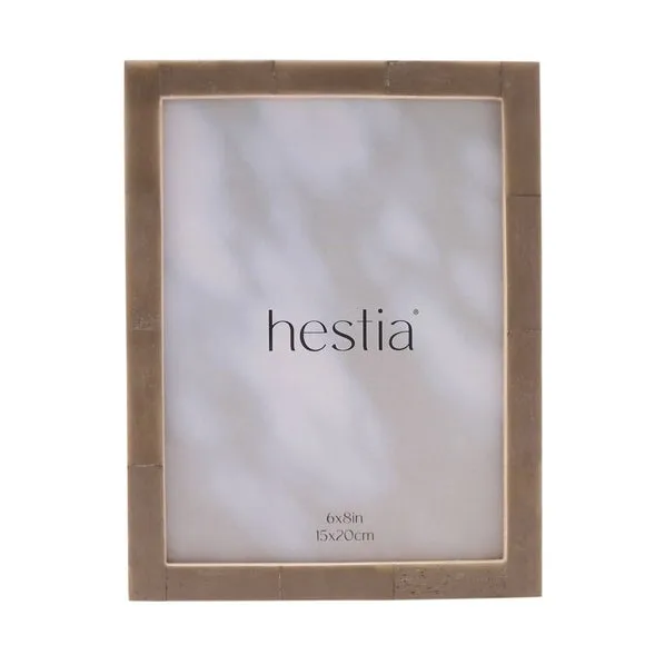Thin Photo Frame with Stand - Grey, Bone Effect