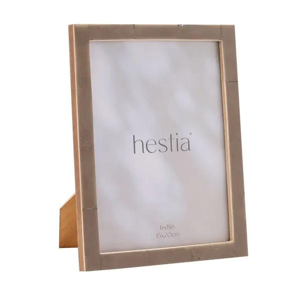 Thin Photo Frame with Stand - Grey, Bone Effect