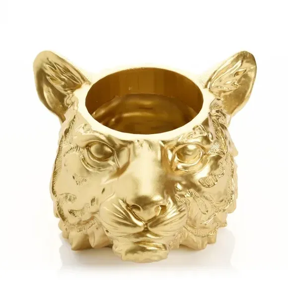 Tiger Shaped Plant Pot - Gold Finish