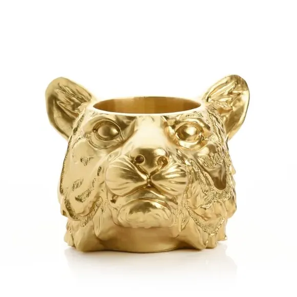 Tiger Shaped Plant Pot - Gold Finish image