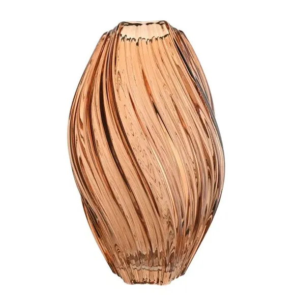 Twisted Glass Vase - Brown, Glass