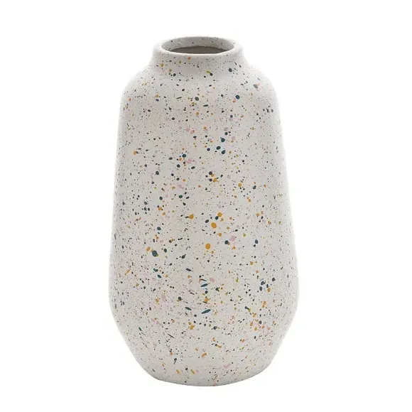 Urn-Shaped Ceramic Vase with Splash Pattern - White image