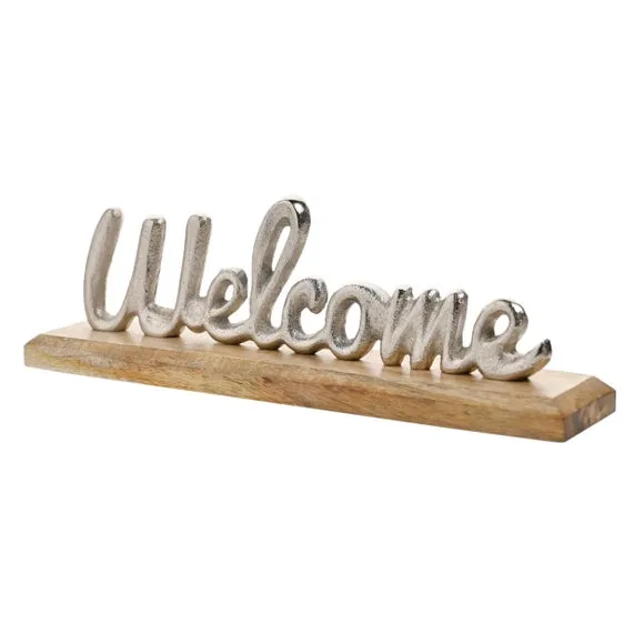 Welcome Metal Sign - Multicolor, Wood