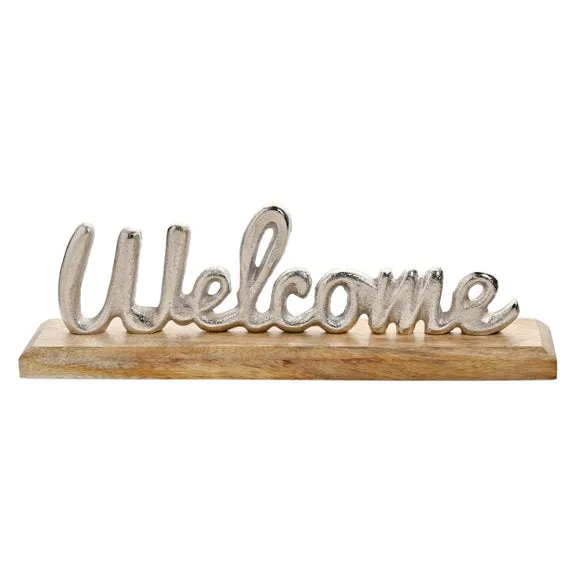 Welcome Metal Sign - Multicolor, Wood image