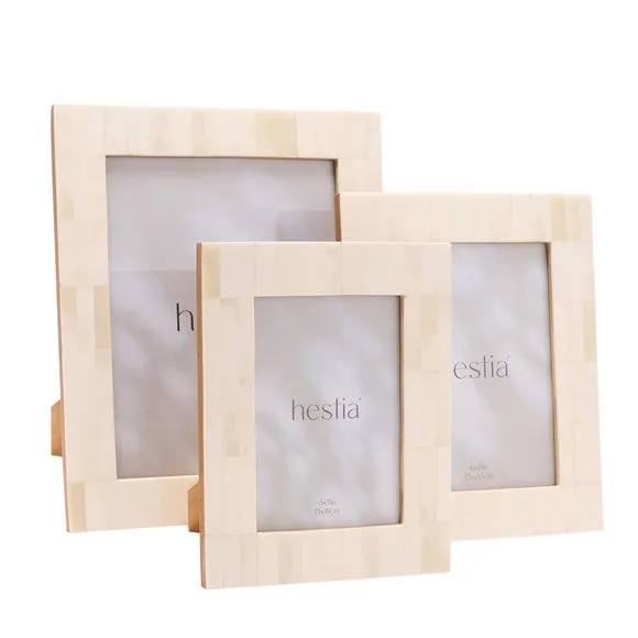 Wide Border Photo Frame - White, Bone Effect