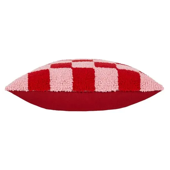 Check Cushion - Red, Cotton Blend