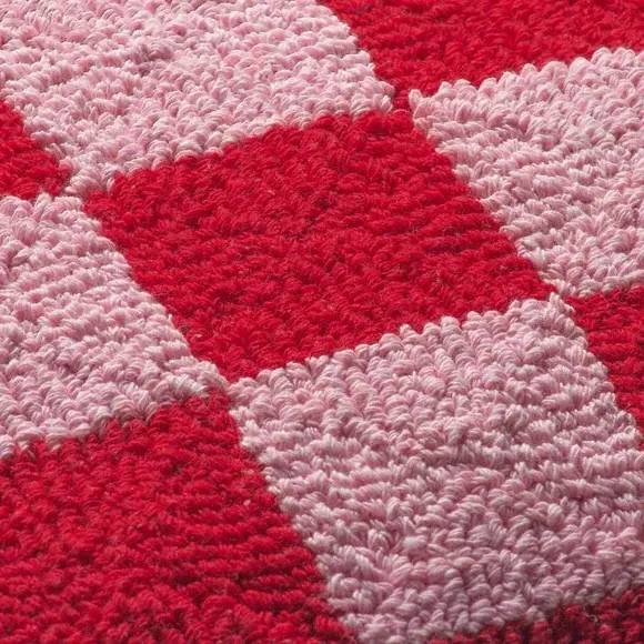 Check Cushion - Red, Cotton Blend