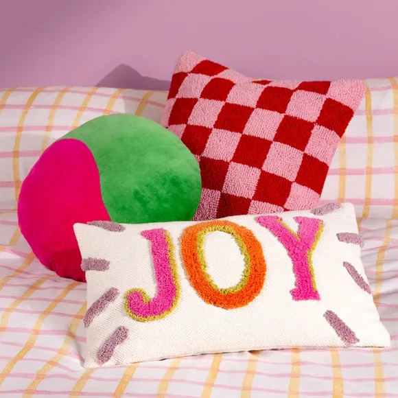Check Cushion - Red, Cotton Blend