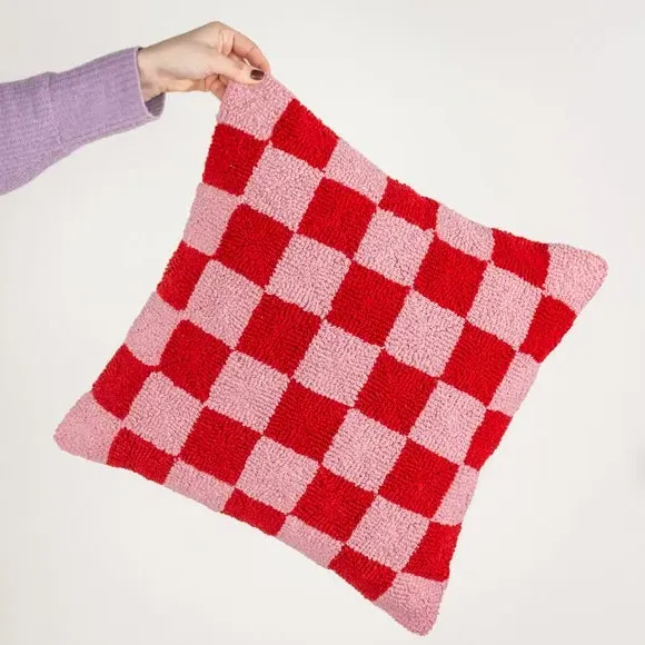 Check Cushion - Red, Cotton Blend image