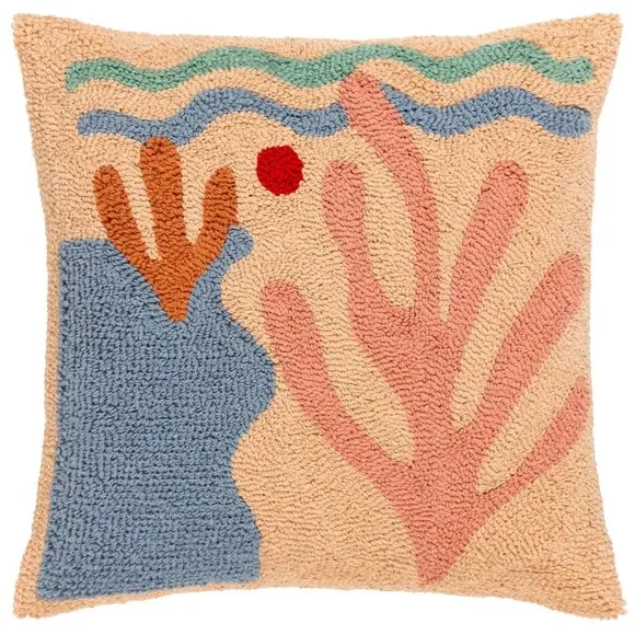 Coral Design Cushion - Peach, Cotton