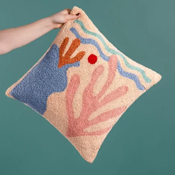 Coral Design Cushion - Peach, Cotton